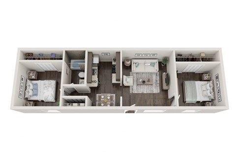 a 3d floor plan of a house with a bedroom